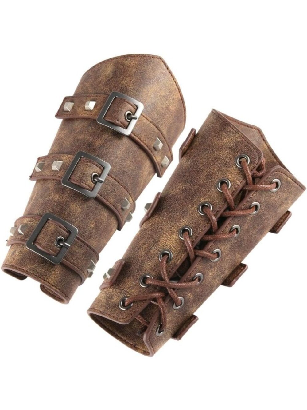 Adjustable Medieval Faux Leather Arm Guards - Unisex, Cosplay, Renaissance Wear